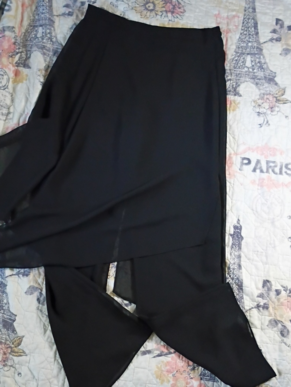 Women’s Black Layered Wide-Leg Jumpsuit Bottoms Size 8 By Cachet